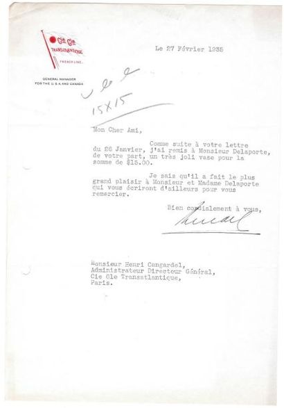 null Courriers, notes et télégrammes entre janvier et février 1935, adressés à Mr...