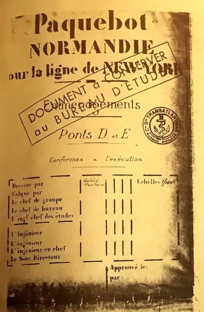 null Grand tirage de plan d'époque "Paquebot Normandie - pour la ligne de New-York",...