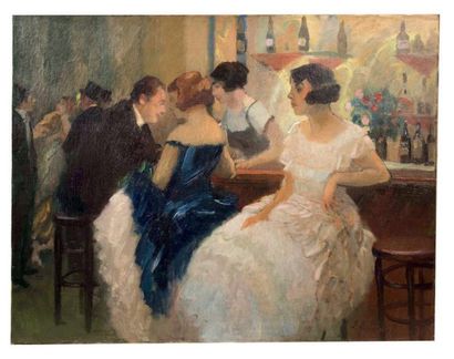 Élie Anatole PAVIL (1873-1948) Au bar
Huile sur toile
Signée en bas à droite
50 x...