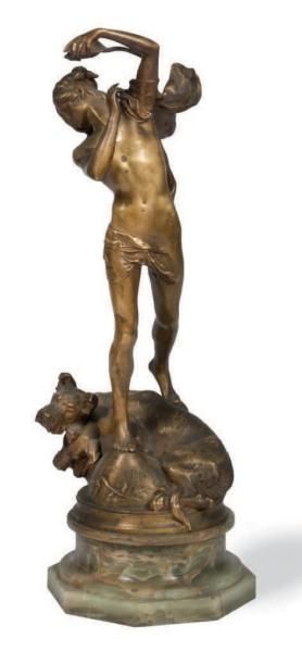 Henri PEINTE (1845-1912) Orphée endormant Cerbère
Epreuve en bronze à patine dorée,...