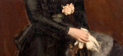 Marie D'ÉPINAY (1870-1960) Élégante aux gants blancs, 1898
Huile sur toile
Signée...
