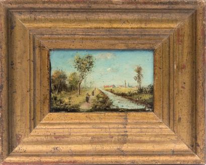 René GOURDON (1855-?) Sous-bois
Bord de rivière
Paire d'huiles sur bois
7 x 12 cm
On...