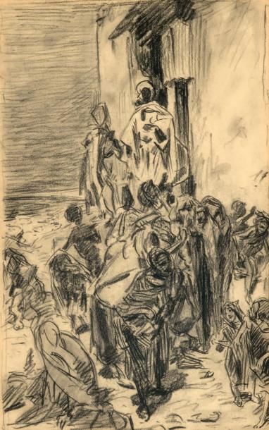 Alfred DEHODENCQ (1822-1882) Rue arabe, circa 1870
Fusain
Non signé
34 x 21 cm