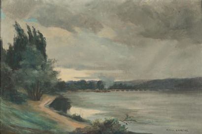 Raoul LARCHE (1860-1912) Paysage au cours d'eau
Huile sur toile
Signée en bas à droite
38...