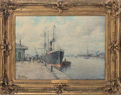 Henry MALFROY (1895-1944) Scènes de port
Paire d'huiles sur toile les doux