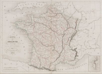 DELAMARCHE. Carte de la France divisée en ses 32 provinces
Gravure, signée dans un...