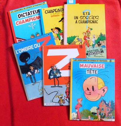 FRANQUIN «Spirou». 6 volumes.
«Il y a un sorcier à Champignac» 1966 dos rose - «Les...