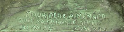 CALVO «Le Père A. Ménard».
Sculpture en bronze à patine verte. Dimensions: base 22...