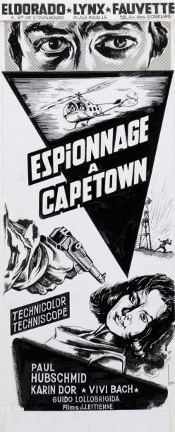 BRANTONNE «Espionnage à Capetown».
Dessin à l'encre de Chine sur carte à gratter...
