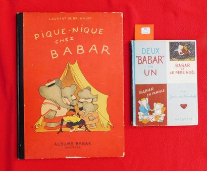 DE BRUNHOFF «Babar» 2 volumes.
«Pique-Nique chez Babar» Hachette 1949 et «Deux Babar...