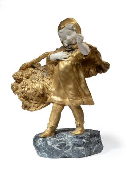 CHARLOTTE MONGINOT (née en 1872) 
* Sculpture chryséléphantine figurant une jeune...