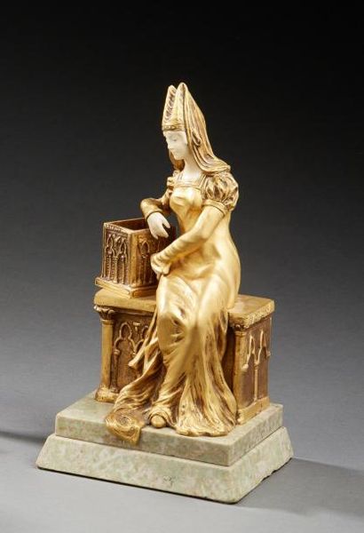 XAVIER RAPHANEL (XIX-XXème) 
*Sculpture chryséléphantine figurant une femme à la...