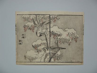 JAPON Trois estampes de Taito, série des 100 oiseaux. Vers 1820