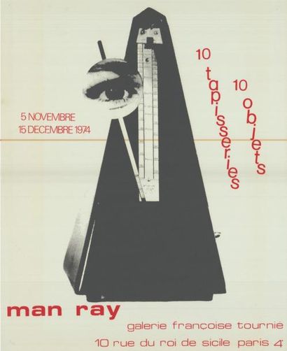 MAN RAY - 1974 Salon de Mai - Man ray 10 tapisseries 10 objets 
Affiche française...