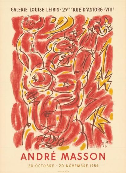 André MASSON - 1954 Galerie Louise Leiris
Affiche française imprimée en lithographie,...