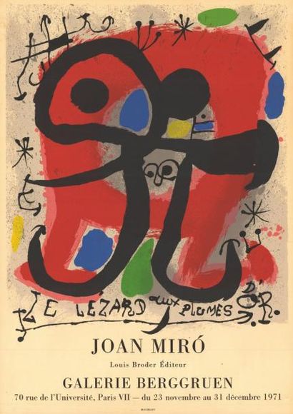 Joan MIRO - 1971 Galerie Berggruen
Affiche française imprimée en lithographie, très...