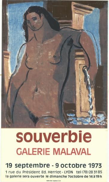 Jean SOUVERBIE - 1973 Galerie Malaval
Affiche française imprimée en lithographie,...