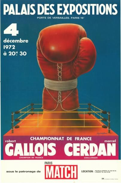 Luigi CASTIGLIONI - 1972-1974 Lot de 4 affiches de boxe : Bettini-Cohen, Monzon-Bouttier,...