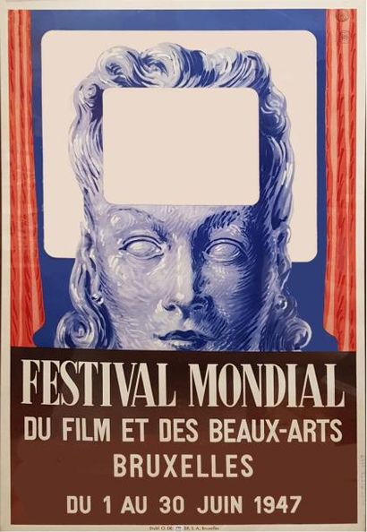 FESTIVAL DE BRUXELLES 1947 
MAGRITTE - affiche Belge, 80x120cm, roulée en bon ét...