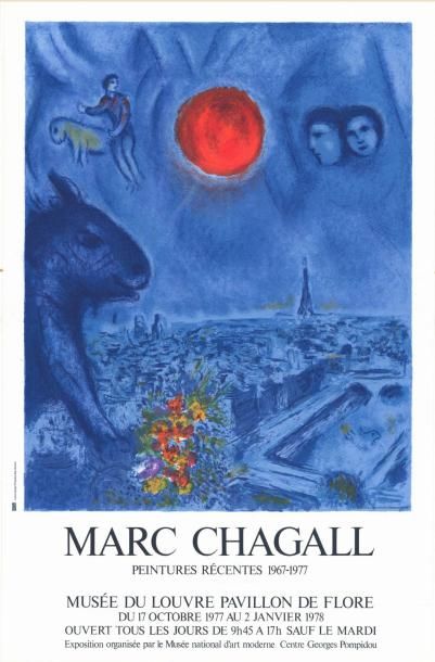 Marc CHAGALL - 1977 Peintures récentes 1967-1977. Musée du Louvre
Affiche française...