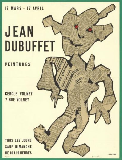 Jean DUBUFFET - 1957 Peintures Cercle Volney. Numérotée 76/125
Affiche française...