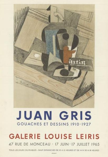 Juan GRIS - 1965 Juan gris - Gouaches et dessins 1910-1927
Affiche française imprimée...