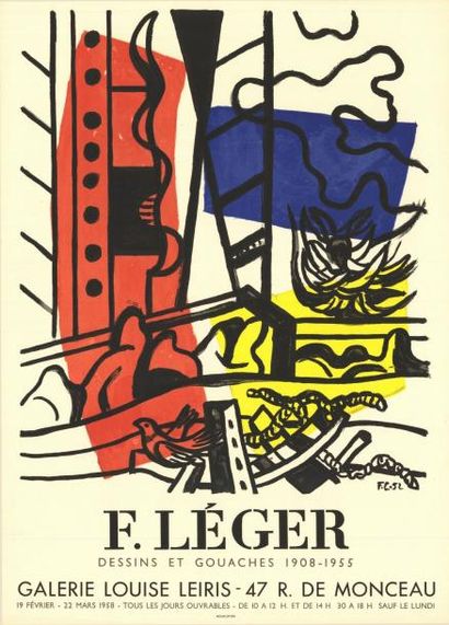 Fernand LEGER - 1958 Dessins et gouaches, 1908-1955
Affiche française imprimée en...