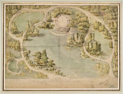 Jean-Baptiste MARECHAL (Actif en France entre 1779 - 1824) 
Plan of a park with a
watercolour...