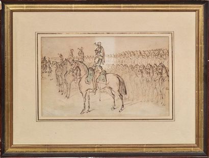 Constantin GUYS (Flessingue 1802 - Paris 1892) 
Cavalry magazine
Plume brown ink...