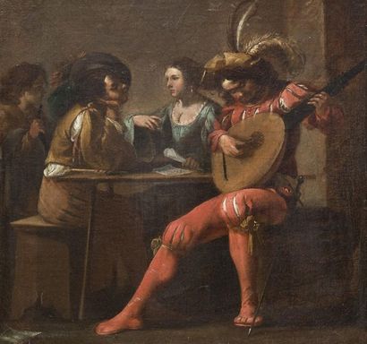 Dick Theodor HELMBREKER (1633-1696), attribué à 
Concert dans une taverne de Rome
Toile
30...