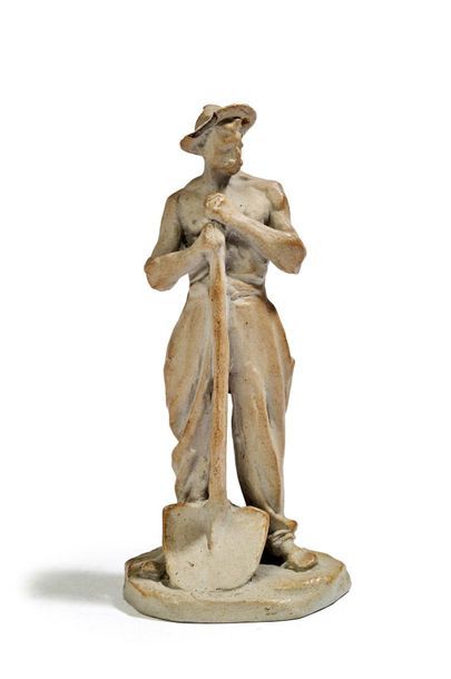 D'APRÈS AIMÉ-JULES DALOU (1838-1902) 
La lieuse de fagots
Sujet en bronze
On y joint...
