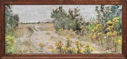 Alexandre NOZAL (1852-1929) 
Sois bois
Pastel, signé en bas à droite
20 x 48 cm
