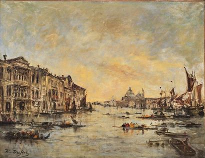 Edouard Jacques DUFEU (1840-1900) 
Le grand canal de Venise
Oil on canvas, signed...