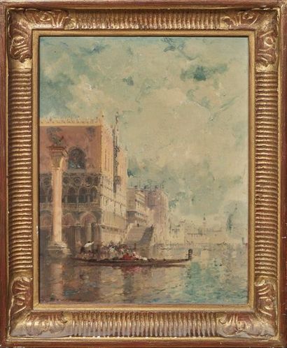 Ecole FRANÇAISE, du XIXème siècle 
Venice
Oil on canvas, signed lower left illegible...