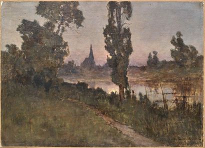 Ecole FRANCAISE, XIXème siècle 
Moonlight
landscape Oil on canvas, signed lower right
33...