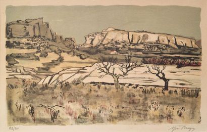 Yves BRAYER (1907-1990) 
Paysage de Provence
Lithographie, signée en bas à droite...