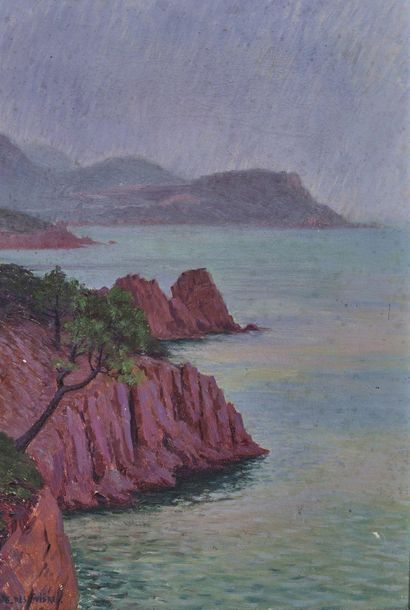 Gabriel DESRIVIERES (1857-?) 
Bord de falaise
Huile sur toile, signée en bas à gauche
55...