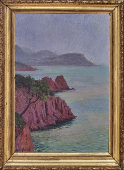 Gabriel DESRIVIERES (1857-?) 
Bord de falaise
Huile sur toile, signée en bas à gauche
55...
