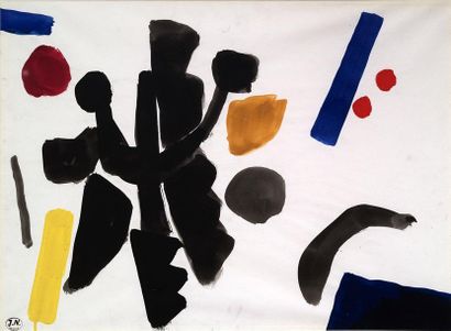 Jacques NESTLE (1907-1991) 
Abstraction
Aquarelle, cachet en bas à gauche
47 x 61,5...