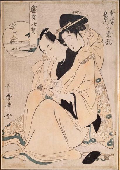 Kitagawa Utamaro (1753-1806) 
Oban tate-e, de la série Omi hakkei, Huit serments...