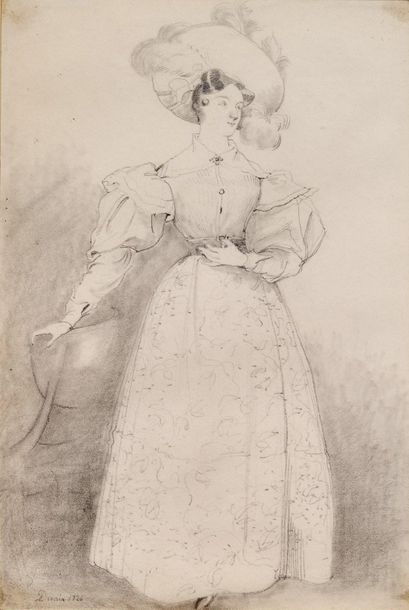 Achille deveria (paris 1800-1857) 
Portrait of a woman Black
pencil, signed and dated...