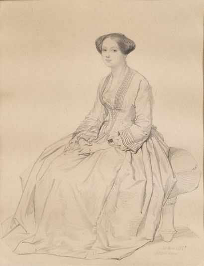 Achille deveria (paris 1800-1857) 
Portrait of a woman Black
pencil, signed and dated...