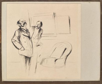 Jean-Louis FORAIN (Reims 1852 - Paris 1931) 
Feuille recto-verso: Femme peintre et...