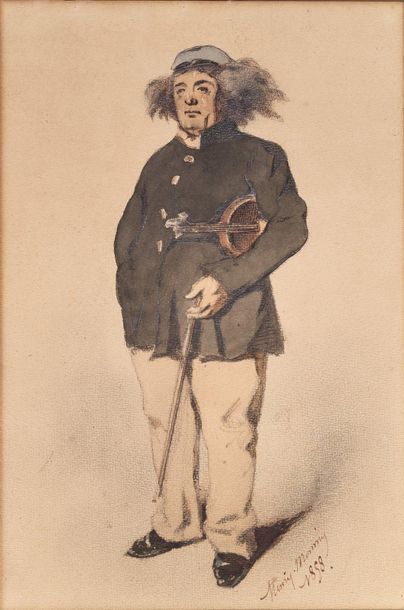 Henri MONNIER (Paris 1805-1877) 
Portrait de René Luguet
Aquarelle et crayon noir,...