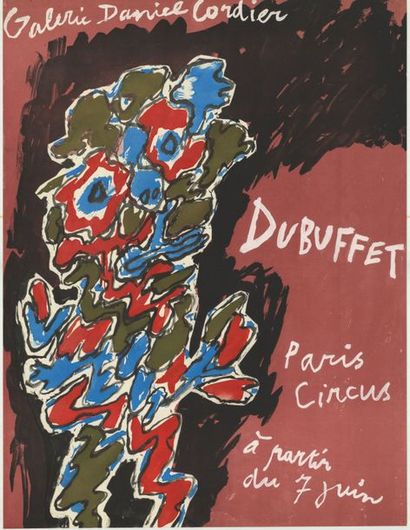 Jean DUBUFFET Paris circus - Affiche française roulée en très bon état - 62,7x47,7...