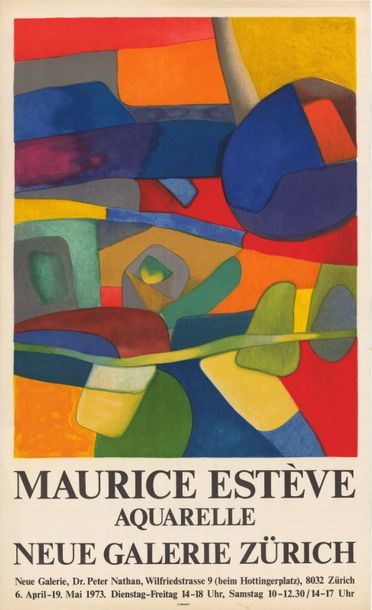 Maurice ESTEVE - 1973 Aquarelle - Neue Galerie Zurich - Affiche française roulée...