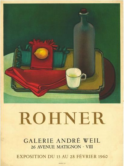 G.ROHNER - 1960 Galerie André Weil - Affiche française roulée - Traces d’humidité...
