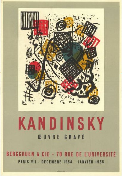 KANDINSKY - 1955 Œuvre gravé 1954-1955 - Berggruen - Affiche française roulée en...