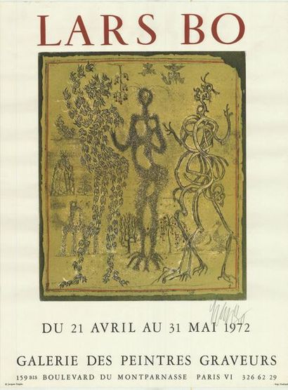 LARS BO - 1972 Galerie des peintures graveurs - Affiche française roulée - trace...