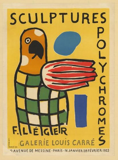 Fernand LEGER - 1953 Sculptures Polychromes - Affiche française roulée en bon état,...